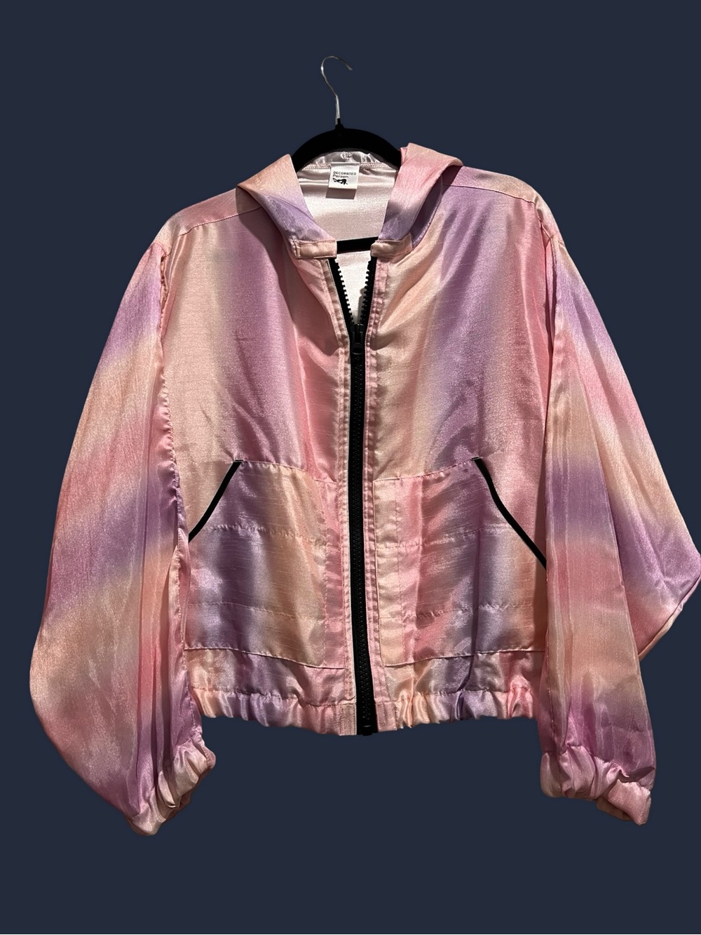 Pink Ombre Hooded Satin Jacket